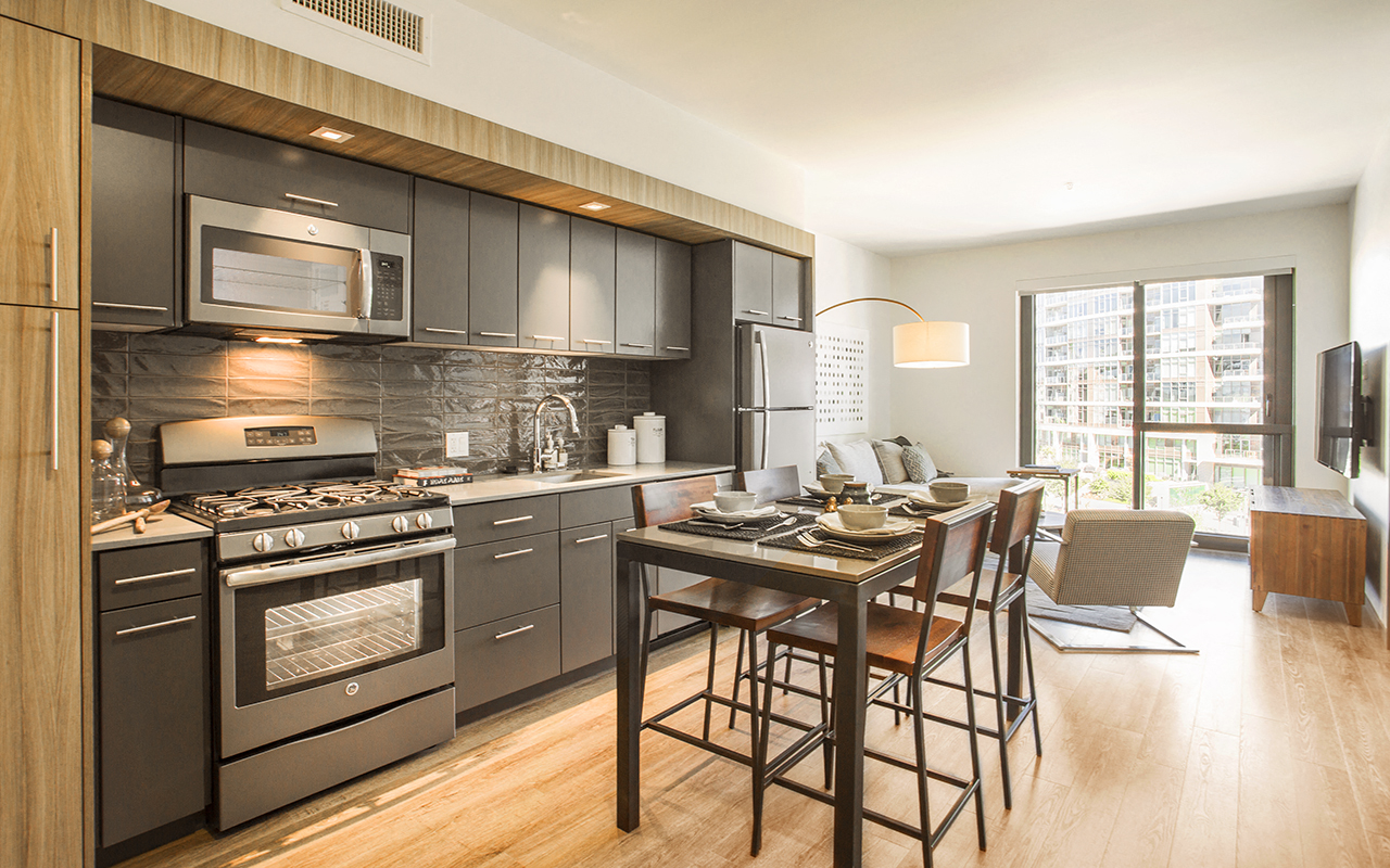 Block 17 Apartments Mid-Rise Model Dining Room and Kitchen